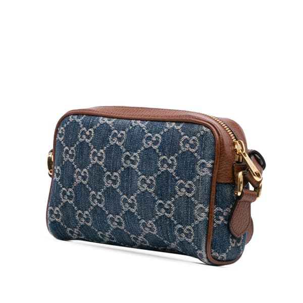 Pre-owned Gucci Mini GG Denim Ophidia Crossbody Blue