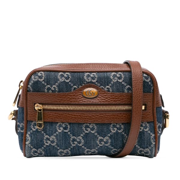 Pre-owned Gucci Mini GG Denim Ophidia Crossbody Blue