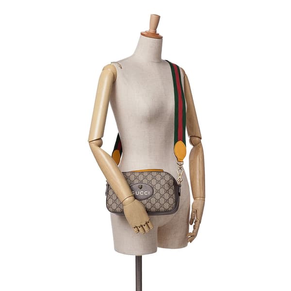 Pre-owned Gucci GG Supreme Web Neo Vintage Crossbody Brown