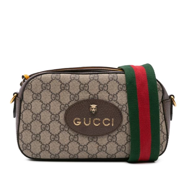 Pre-owned Gucci GG Supreme Web Neo Vintage Crossbody Brown