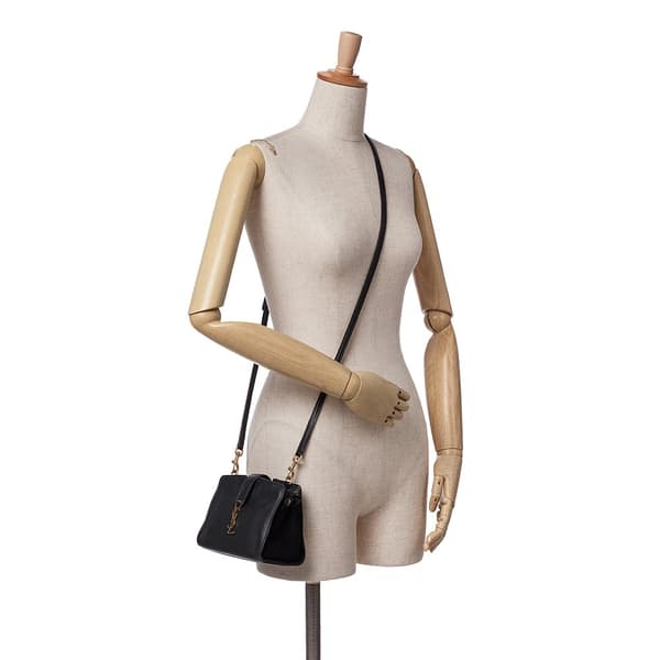 Pre-owned Saint Laurent Toy Leather Monogram Cabas Black