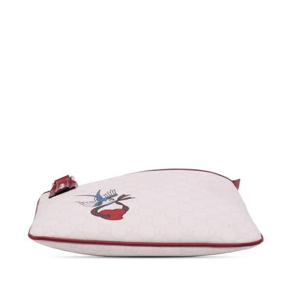 Pre-owned Gucci GG Supreme Bird Tattoo Messenger Bag White