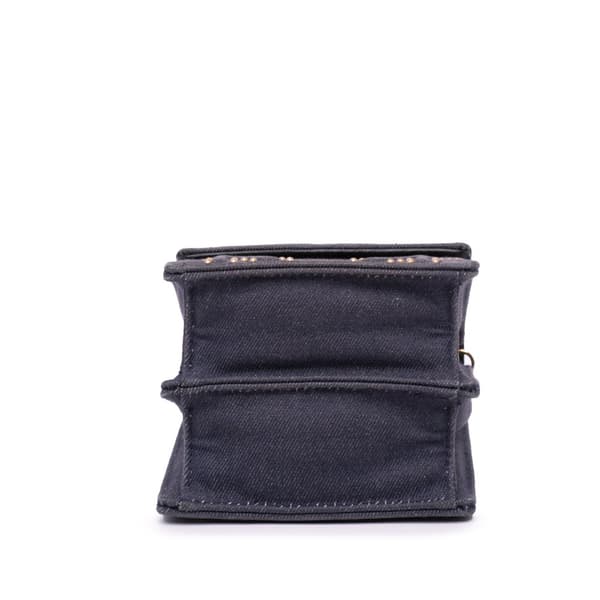 Pre-owned Dior Studded Denim Vertical Diorama Crossbody Gray