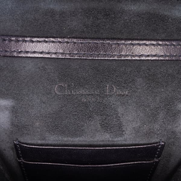 Pre-owned Dior Studded Denim Vertical Diorama Crossbody Gray