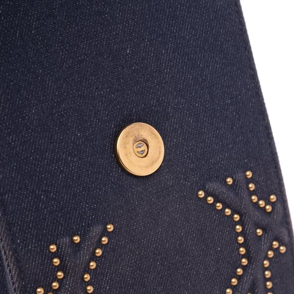 Pre-owned Dior Studded Denim Vertical Diorama Crossbody Gray