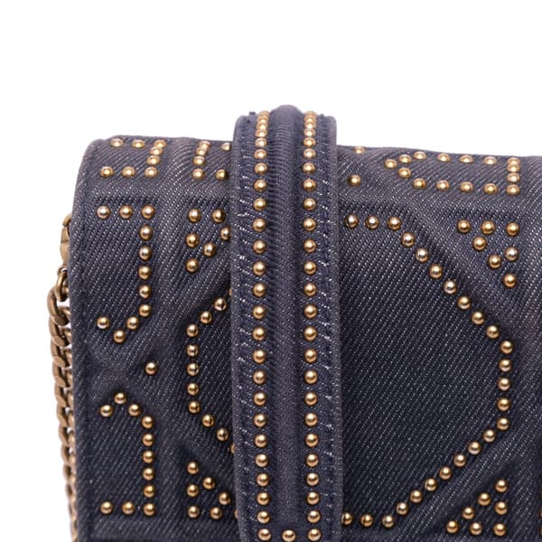 Pre-owned Dior Studded Denim Vertical Diorama Crossbody Gray