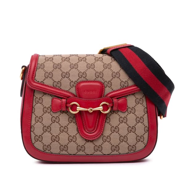 Pre-owned Gucci Medium GG Canvas Lady Web Crossbody Brown
