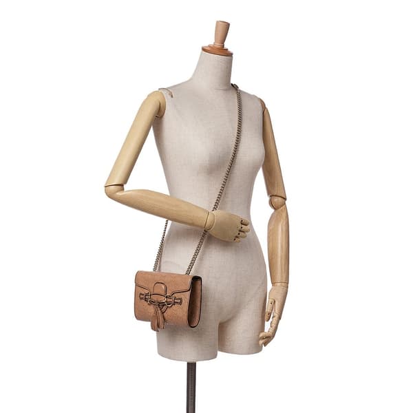 Pre-owned Gucci Mini Guccissima Emily Crossbody Brown