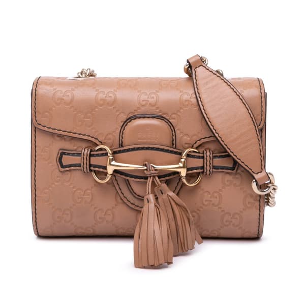 Pre-owned Gucci Mini Guccissima Emily Crossbody Brown