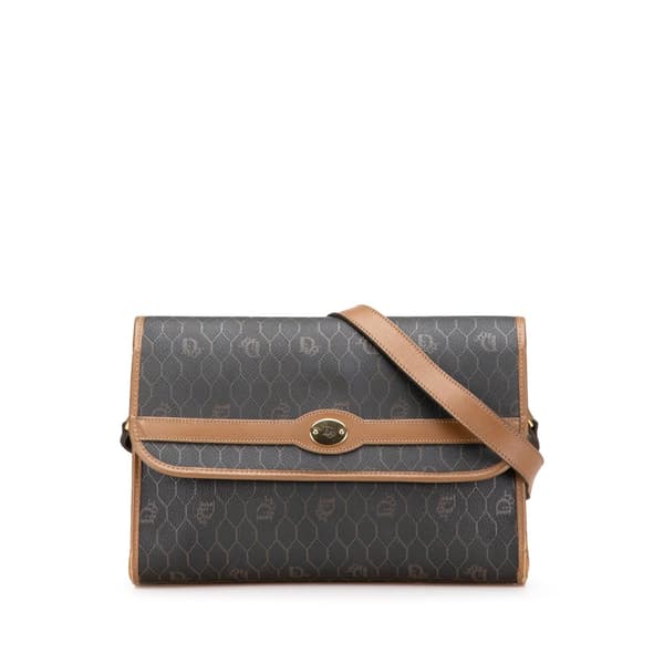Pre-owned Dior Honeycomb Coated Canvas Crossbody Black