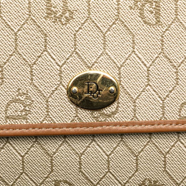 Pre-owned Dior Honeycomb Coated Canvas Crossbody Brown