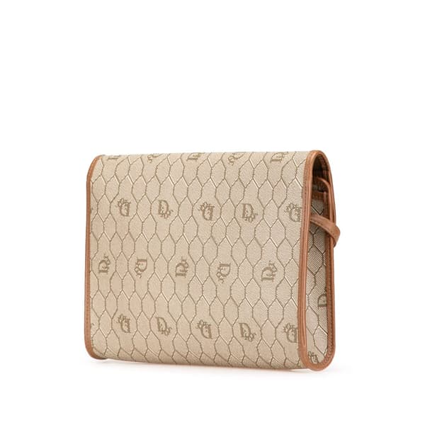 Pre-owned Dior Honeycomb Coated Canvas Crossbody Brown
