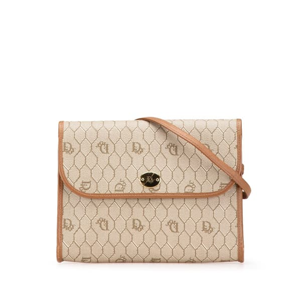 Pre-owned Dior Honeycomb Coated Canvas Crossbody Brown
