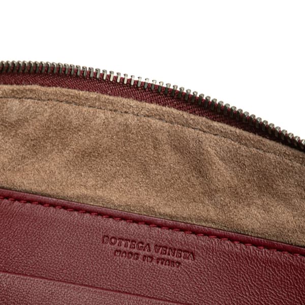 Pre-owned Bottega Veneta Nappa Intrecciato Biletto Wallet On Chain Red