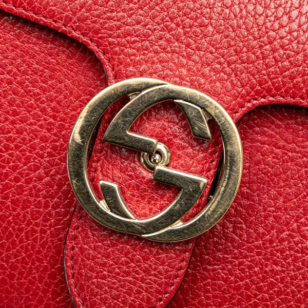 Pre-owned Gucci Small Dollar Calfskin Interlocking G Crossbody Red
