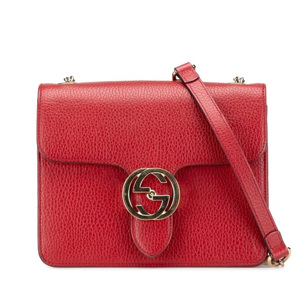 Pre-owned Gucci Small Dollar Calfskin Interlocking G Crossbody Red