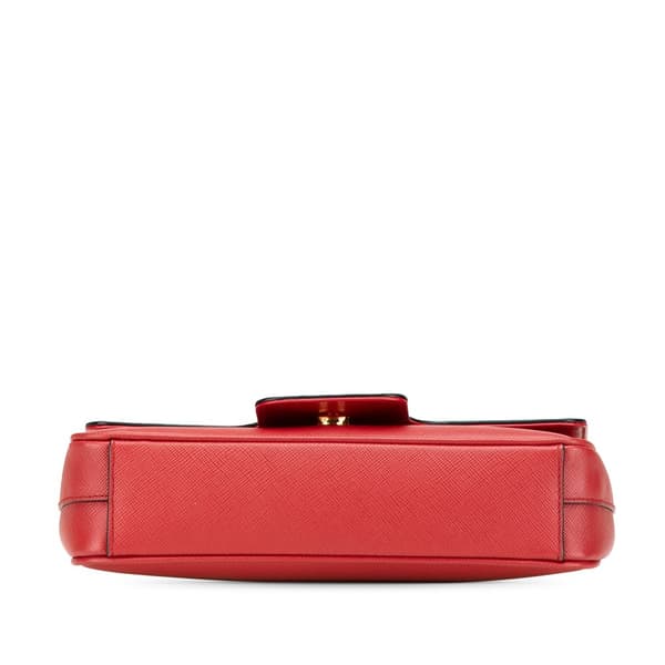 Pre-owned Prada Saffiano Pattina Chain Crossbody Red