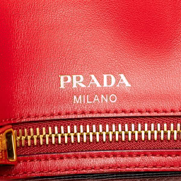 Pre-owned Prada Saffiano Pattina Chain Crossbody Red