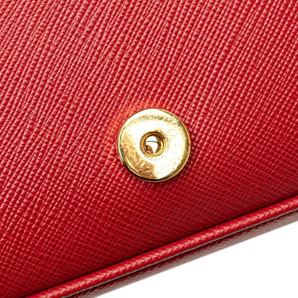 Pre-owned Prada Saffiano Pattina Chain Crossbody Red