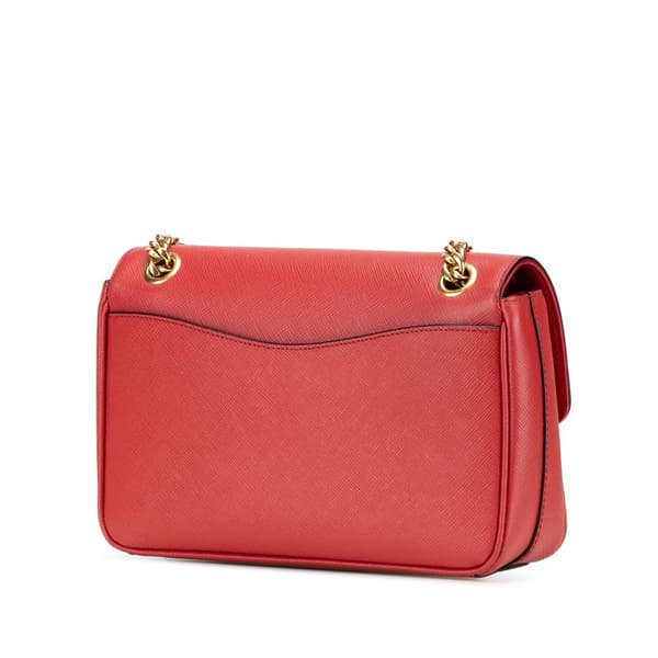 Pre-owned Prada Saffiano Pattina Chain Crossbody Red