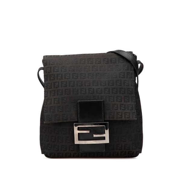 Pre-owned Fendi Zucchino Canvas Crossbody Black