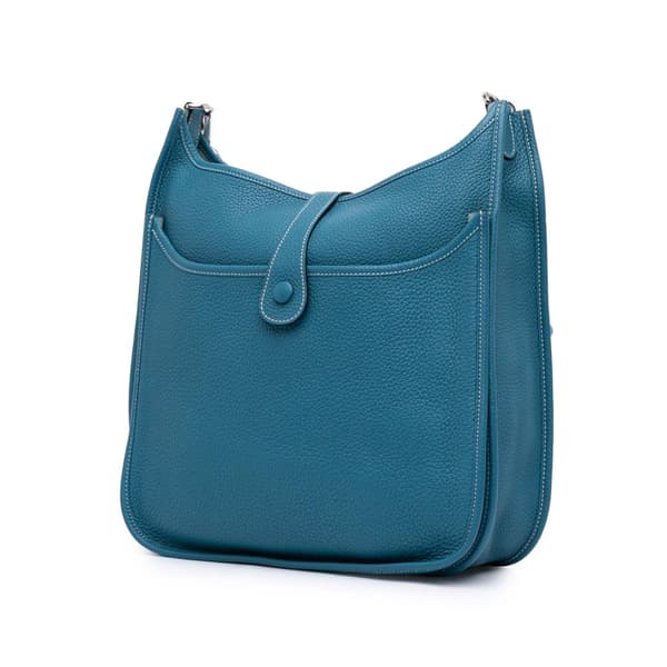 Pre-owned Hermès Clemence Evelyne III 33 Blue