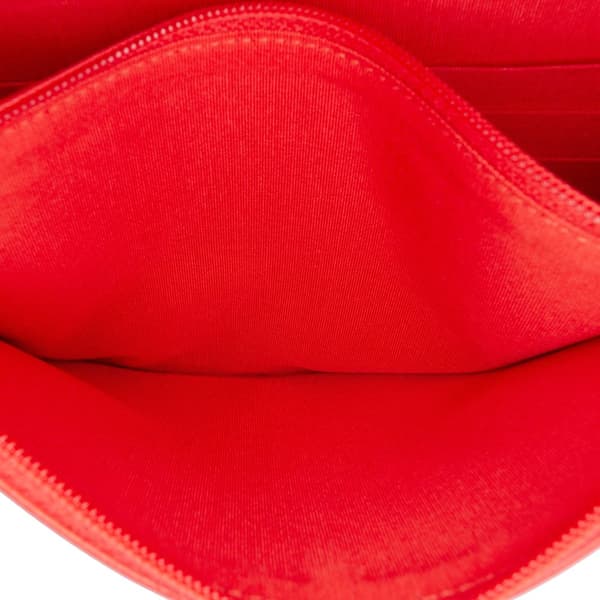 Pre-owned Chanel Chevron Calfskin Boy Wallet On Chain Red