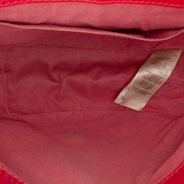 Pre-owned Burberry Patent Leather and Haymarket Check Coated Canvas Maydown Crossbody Red