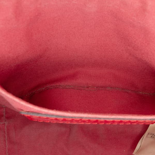 Pre-owned Burberry Patent Leather and Haymarket Check Coated Canvas Maydown Crossbody Red