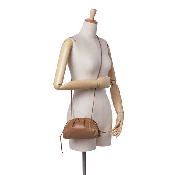Pre-owned Bottega Veneta Lambskin The Mini Pouch Brown
