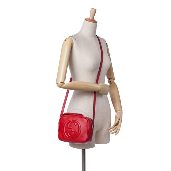 Pre-owned Gucci Leather Soho Disco Crossbody Red