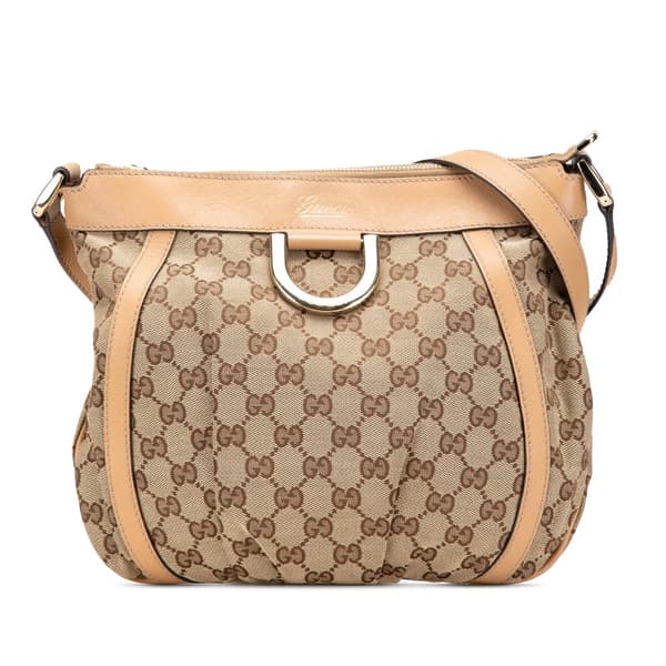 Pre-owned Gucci GG Canvas Abbey D Ring Crossbody Brown