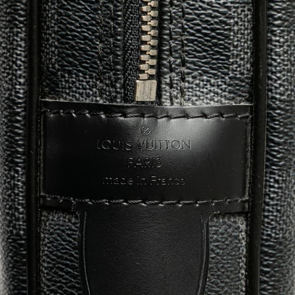 Pre-owned Louis Vuitton Damier Graphite Porte Documents Voyage PM Black