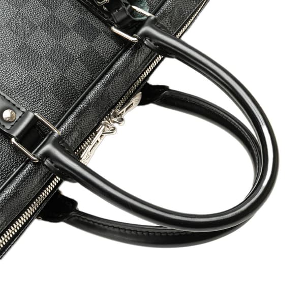 Pre-owned Louis Vuitton Damier Graphite Porte Documents Voyage PM Black