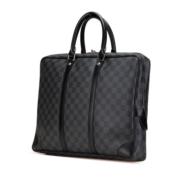 Pre-owned Louis Vuitton Damier Graphite Porte Documents Voyage PM Black