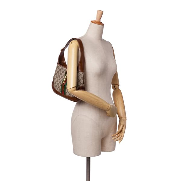 Pre-owned Gucci Small GG Supreme Jackie 1961 Crossbody Brown