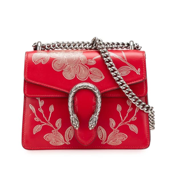 Pre-owned Gucci Limited Edition Chinese New Year Mini Leather Dionysus Crossbody Red