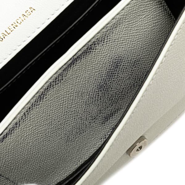 Pre-owned Balenciaga XS Grained Calfskin Logo Ville Day Crossbody White