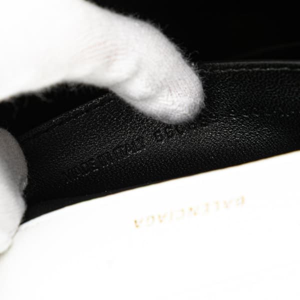 Pre-owned Balenciaga XS Grained Calfskin Logo Ville Day Crossbody White