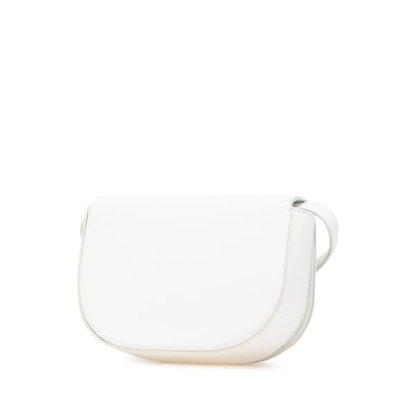 Pre-owned Balenciaga XS Grained Calfskin Logo Ville Day Crossbody White