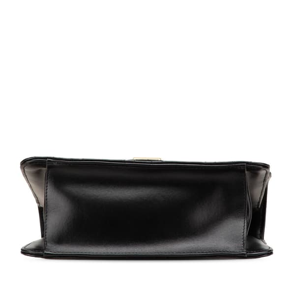 Pre-owned Ferragamo Quilted Leather Gancini Flap Crossbody Black