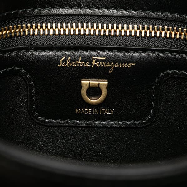 Pre-owned Ferragamo Quilted Leather Gancini Flap Crossbody Black