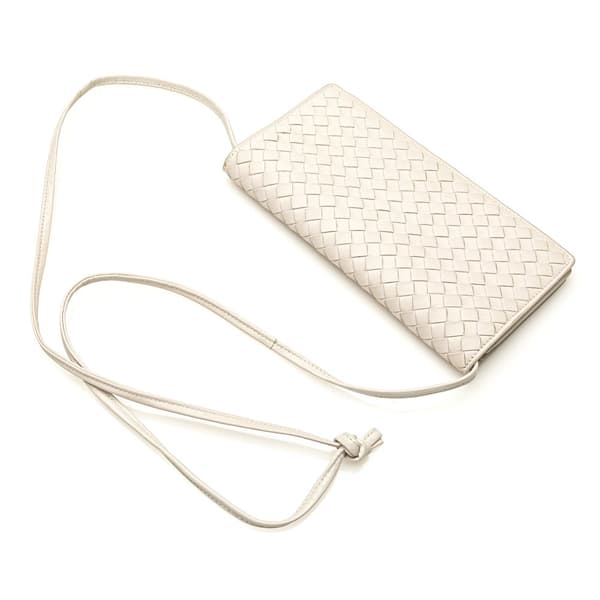 Pre-owned Bottega Veneta Nappa Intrecciato Clutch with Strap White