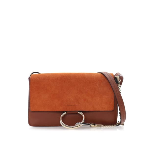 Pre-owned Chloé Small Suede and Calfskin Faye Crossbody Brown