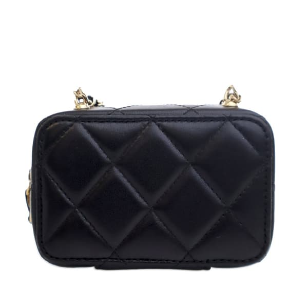Pre-owned Chanel Extra Mini CC Quilted Golden Plate Vanity Crossbody Black