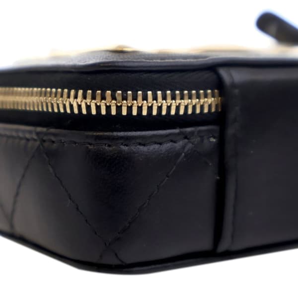 Pre-owned Chanel Extra Mini CC Quilted Golden Plate Vanity Crossbody Black
