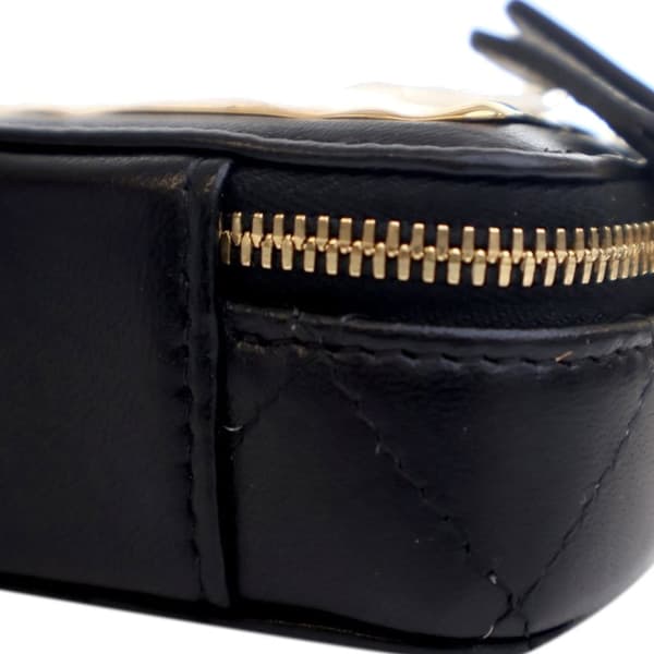 Pre-owned Chanel Extra Mini CC Quilted Golden Plate Vanity Crossbody Black
