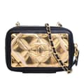 Miniatyrbilde 1 av 10: Pre-owned Chanel Extra Mini CC Quilted Golden Plate Vanity Crossbody Black