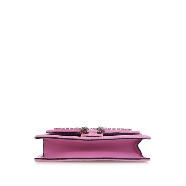 Pre-owned Gucci Super Mini Crystal Embellished Velvet Dionysus Crossbody Pink