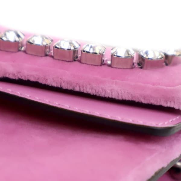 Pre-owned Gucci Super Mini Crystal Embellished Velvet Dionysus Crossbody Pink